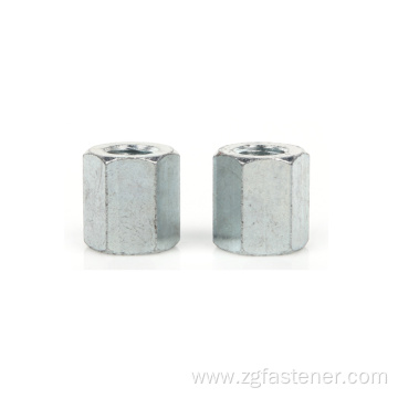 Blue white zinc galvanized long coupling round hexagon connection nuts